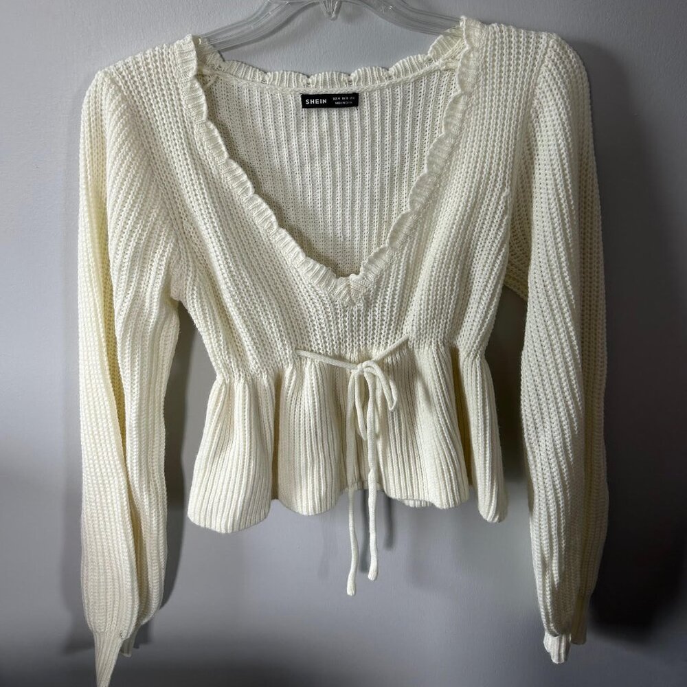 White/Cream Tie-Front Sweater
